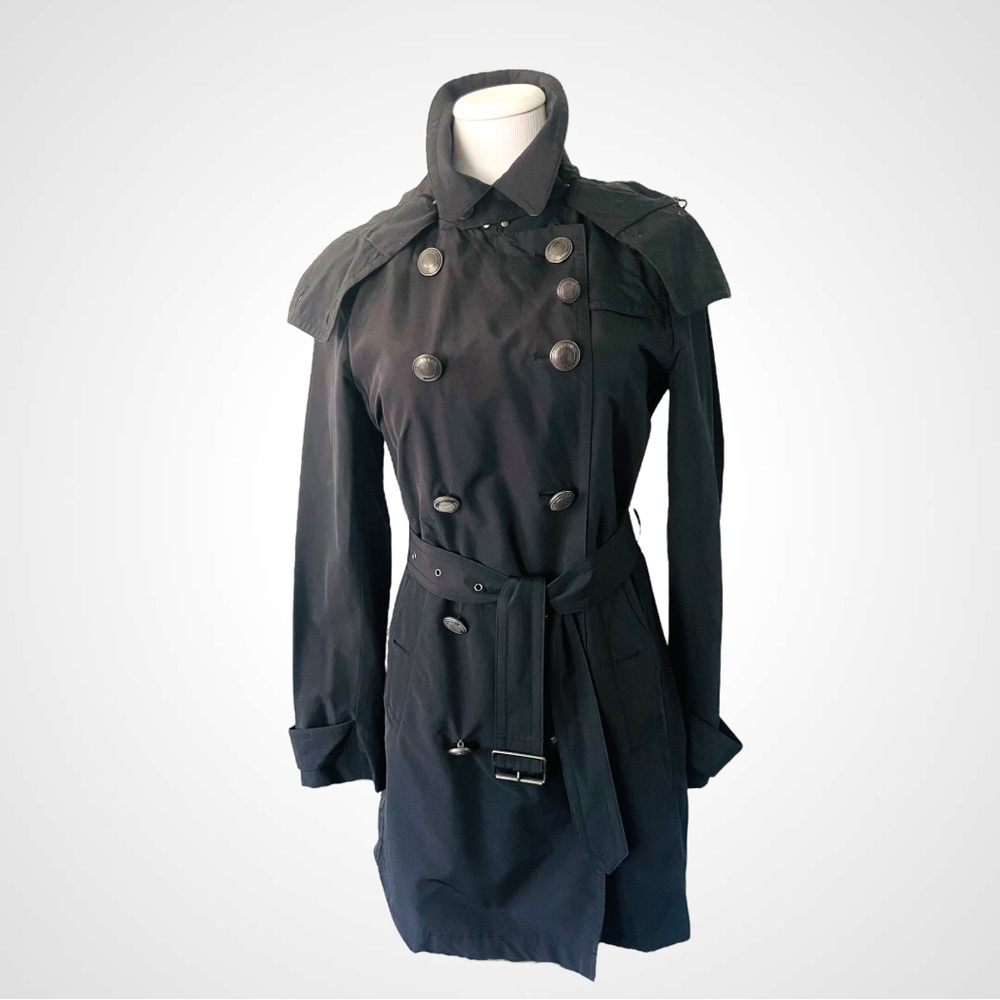 BURBERRY BRIT BLACK CLASSIC BELTED TRENCH COAT SIZE 8 - Picture 10 of 16